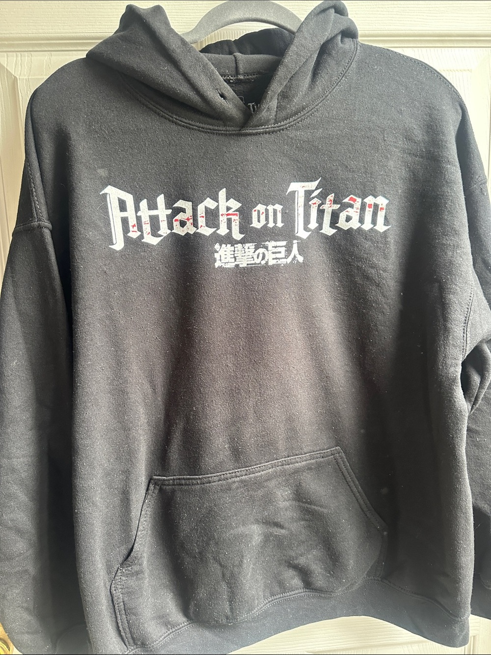 Ripple Junction Black Attack on Titan Graphic Hoodie with White & Red Logo